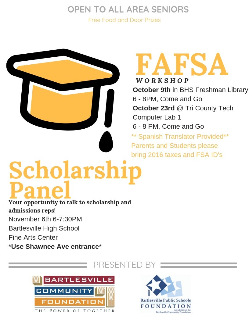 Do you know a senior preparing for college? Send them over, we can help! 

#bcf #togetherwecan #school #college #FAFSA #Scholarships