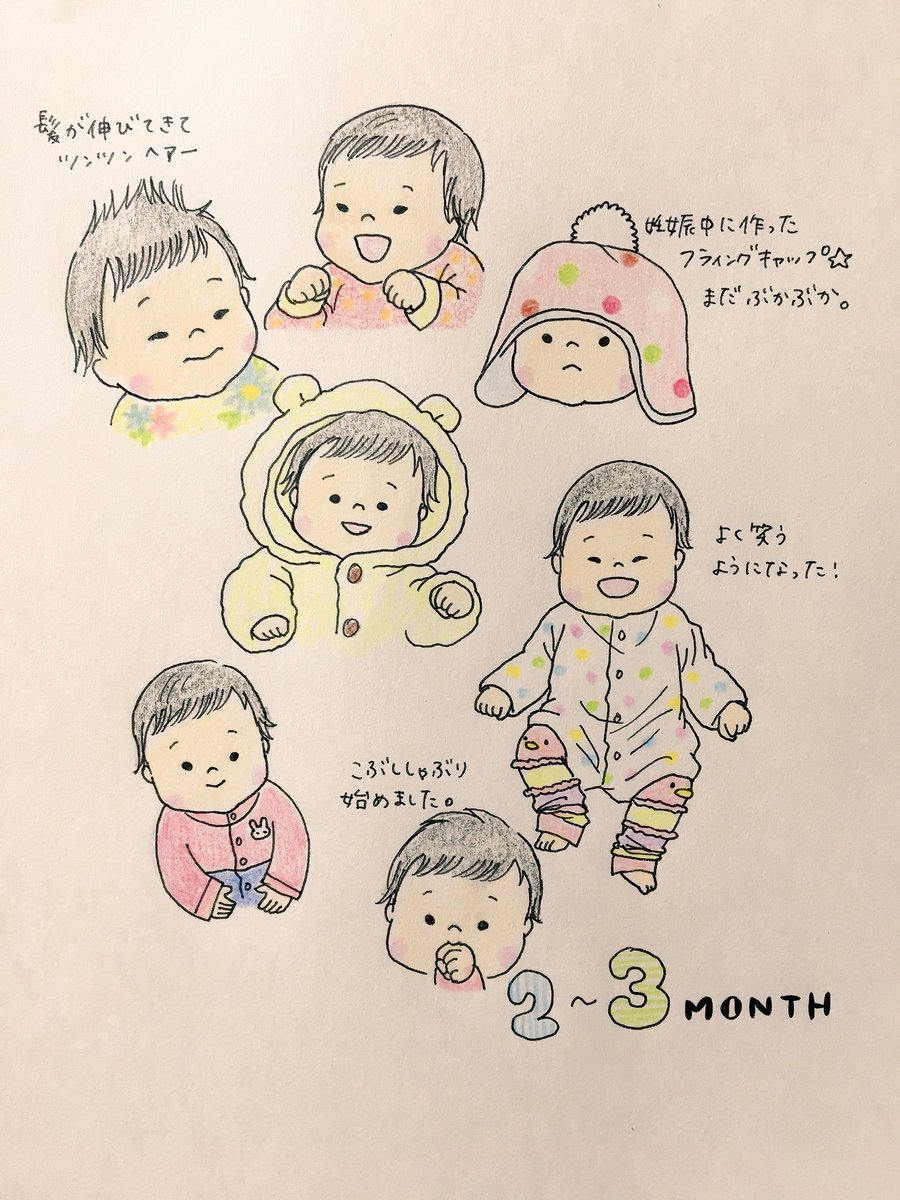 成長記録☆生後3ヶ月。
この頃からふっくらしてきてどんどん大きくなった?

#育児絵日記
#生後3ヶ月 