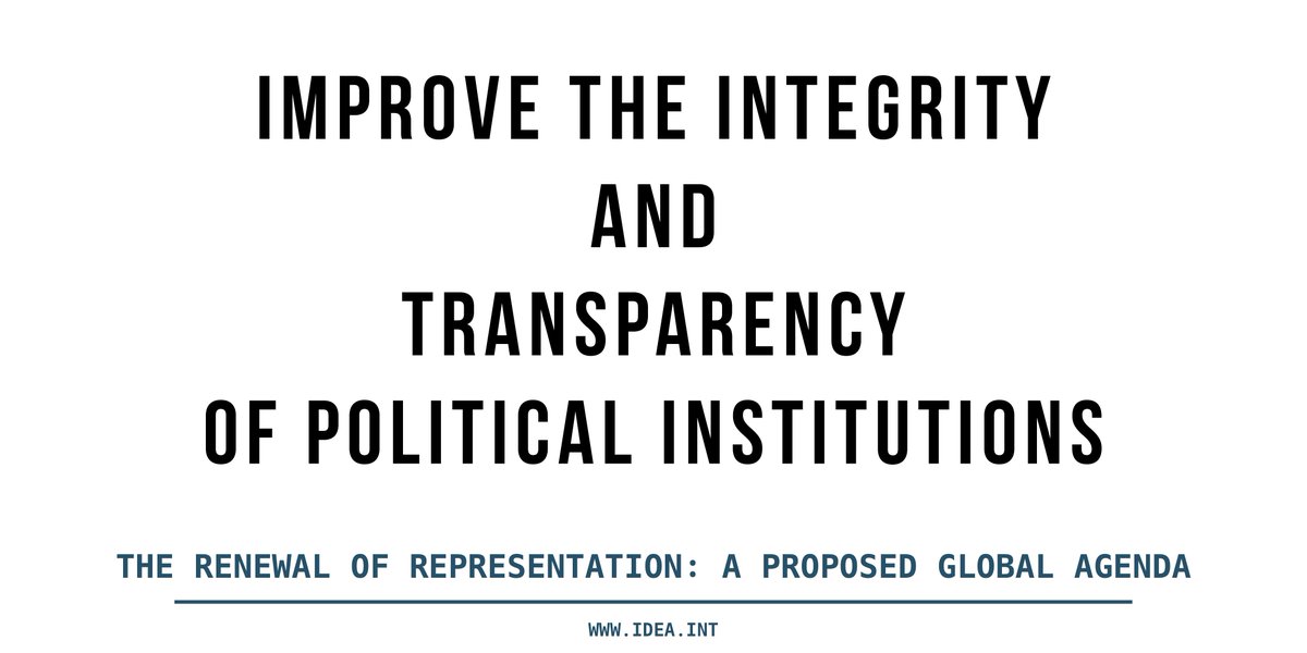Int_IDEA's tweet image. To renew representation, you need to IMPROVE THE INTEGRITY AND TRANSPARENCY OF POLITICAL INSTITUTIONS.
Integrity and transparency are fundamental aspects of healthy democratic systems, and as such must always be on the agenda.
Read more: idea.int/renewal-of-rep… #DemocracyDay
