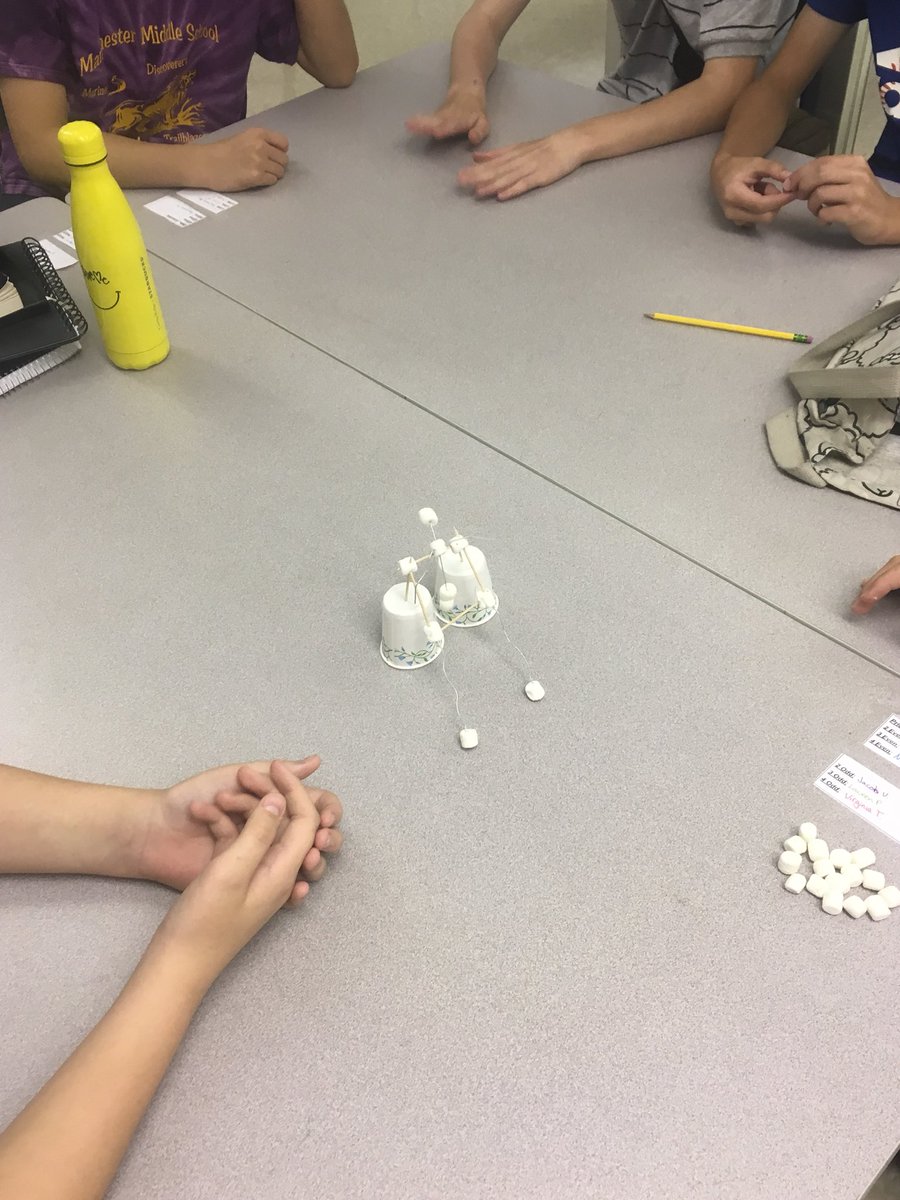 JFuschettiMCMS's tweet photo. Task: ‘Using marshmallows and toothpicks, build a scene of what your IDEAL SCHOOL would be like.’ Answer: “It would have a waterslide!” #mcmsweroar https://t.co/SSho6xUwWR