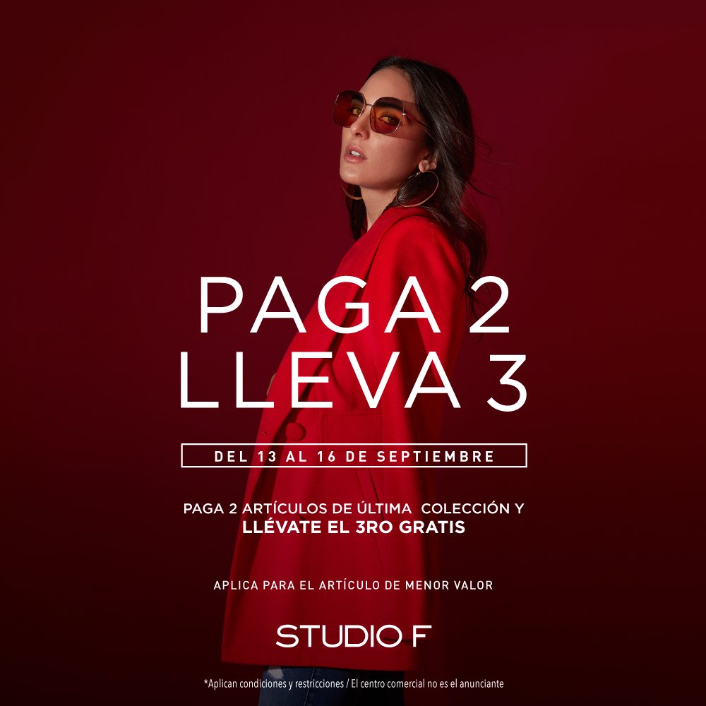 cable_plaza's tweet photo. En Studio F paga 2 prendas de última colección y llévate la 3ra gratis | Aplica solo para tiendas físicas, no aplica para tienda Online 🛍✨ https://t.co/V1VOgbR68q