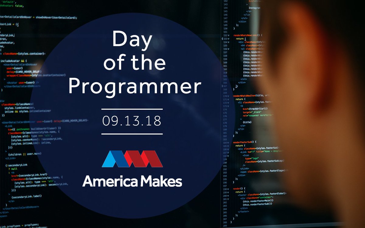 AmericaMakes's tweet image. Today is #DayoftheProgrammer, where we recognize #ComputerProgrammers everywhere. Thanks for your help in making our ideas become reality!