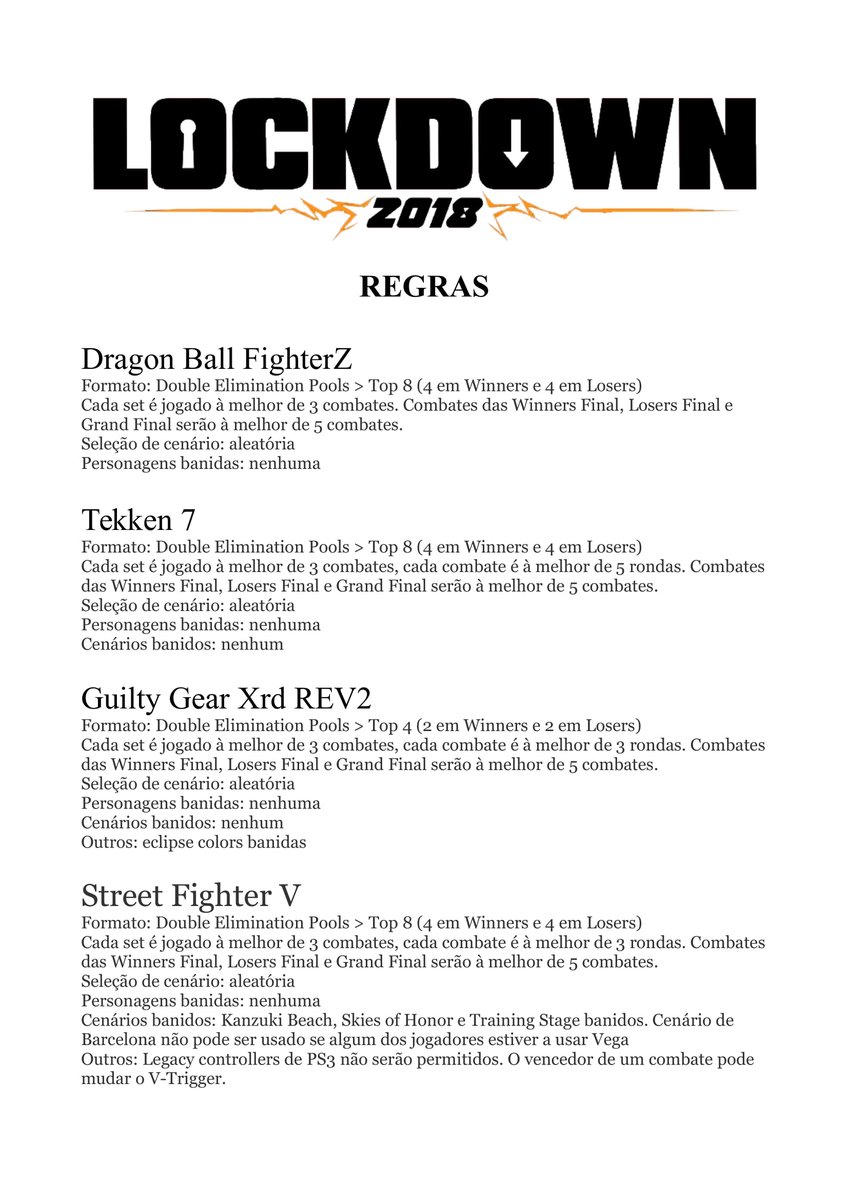 PTFighters's tweet image. Todos os jogadores devem ler e saber as regras para o Lockdown 2018.

Conheçam as vossas obrigações assim como os vossos direitos ;)
