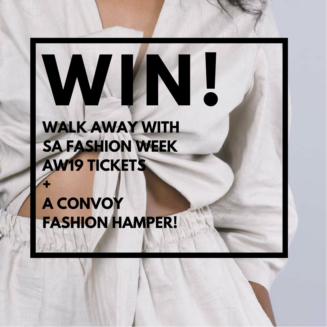 safashionweek's tweet image. WIN! #SAFW &amp;amp; Convoy are giving away SAFW AW19 TICKETS + a CONVOY FASHION HAMPER! All you have to do is LIKE this post, FOLLOW SAFW, TAG A FRIEND and check out the Convoy Shop site, &amp;amp; you could walk away with the PRIZE! 🎉 
convoyshop.co  #ArtisanGarments #SAFWxConvoy
