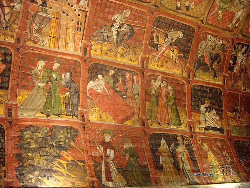 Flanerie_art's tweet photo. Fresques du XVe siècle sur le plafond de la chapelle Notre Dame Du Tertre à Chatelaudren dans les Côtes d'Armor. https://t.co/AscyQuuqim