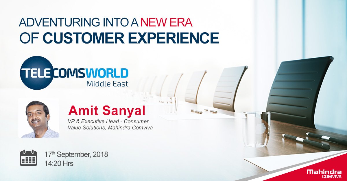 ComvivaTech's tweet photo. Join our panelist @sanyalamit as he shares his views on “ Adventuring into a new era of customer experience” at @Telecoms_World on 17 September 2018. Save the date and book your meeting- https://t.co/npkVfKW0ww  #TWME https://t.co/PyyGJLuGcG