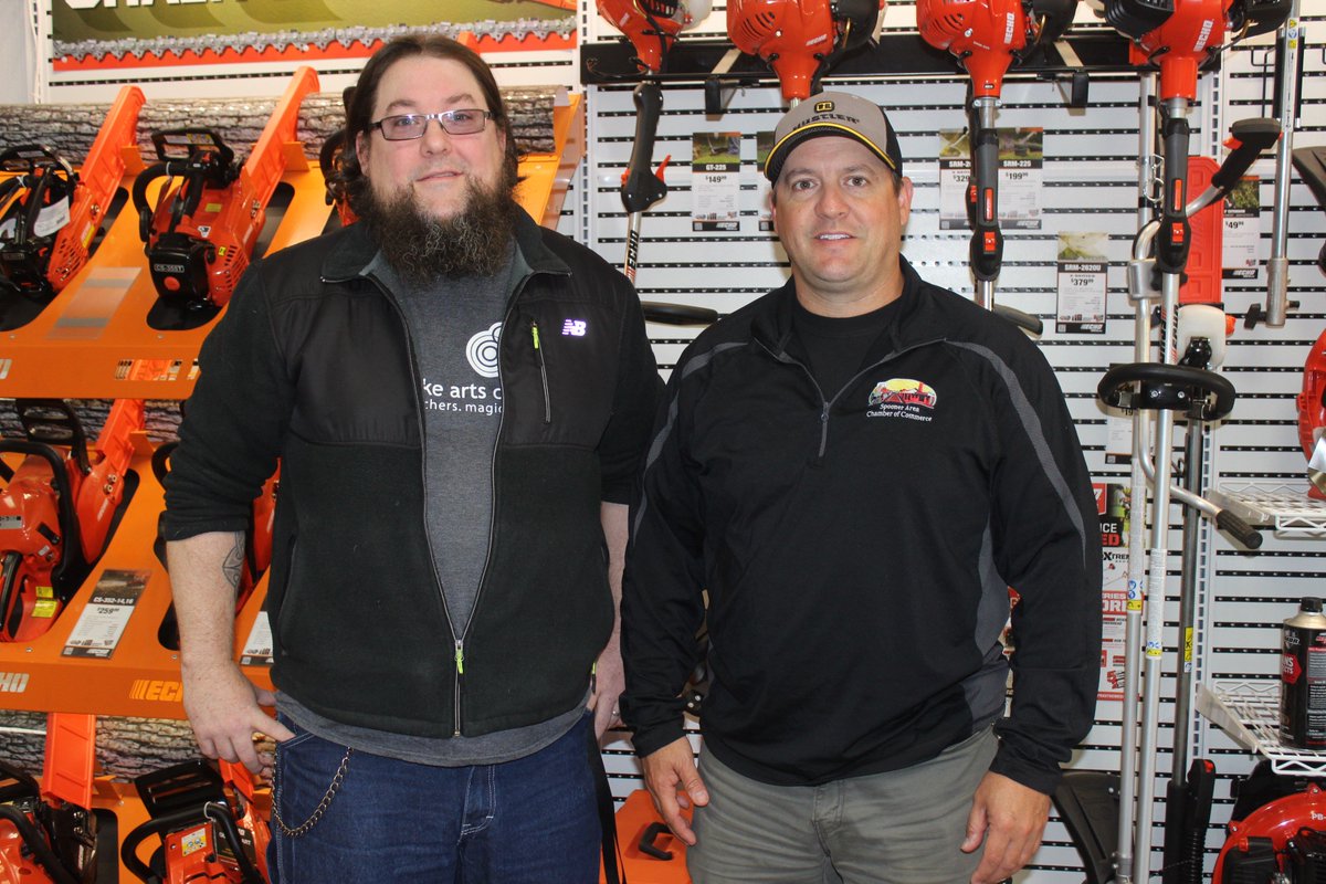 ShellLakeArts's tweet photo. A HUGE thank you to Tom Cleveland, Owner of Lakes & Trails Marine and Small Engine (pictured right) in Spooner for his generous donation of a riding mower to our Center! #thankfulforcommunity #SLAC2018 https://t.co/mgcCnrYEFZ