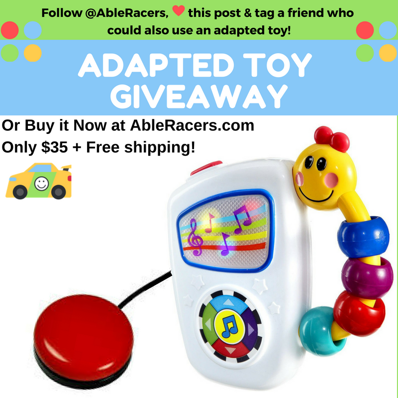 AbleRacers's tweet photo. Good morning Everyone! Today's #giveaway is an Adapted Baby Einstein Musical Toy!  This toy gives your child control of the playlist. Plug in a switch and your child can change from song to song (7 total). Follow instructions in post to enter. Winner announced Friday! #AdaptedToy https://t.co/epVjhubmfM