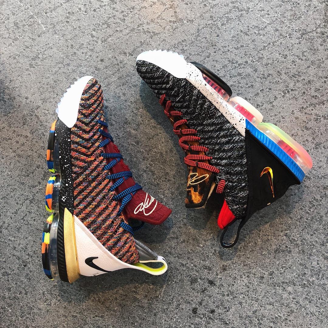ESPNNBA's tweet photo. .@KingJames shows off the LeBron 16 "What The's" https://t.co/MoGKI422DB