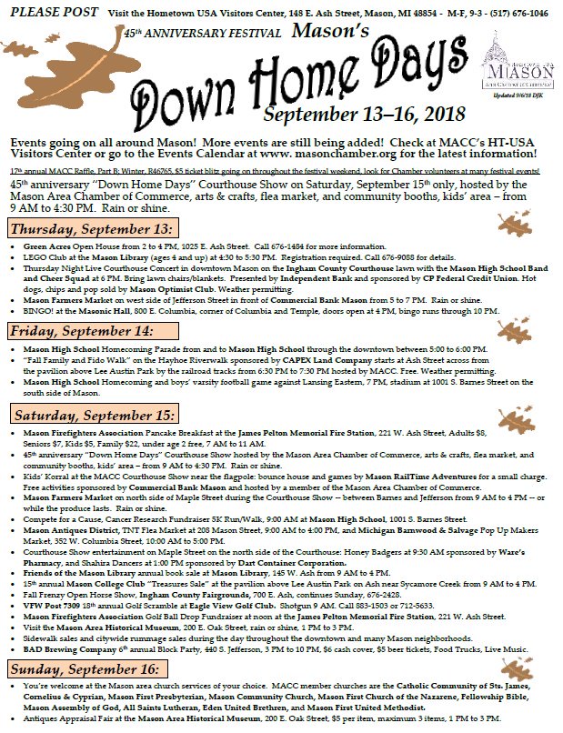 MASON in Motion UPDATE September 13, 2018 conta.cc/2Oj9Jzg