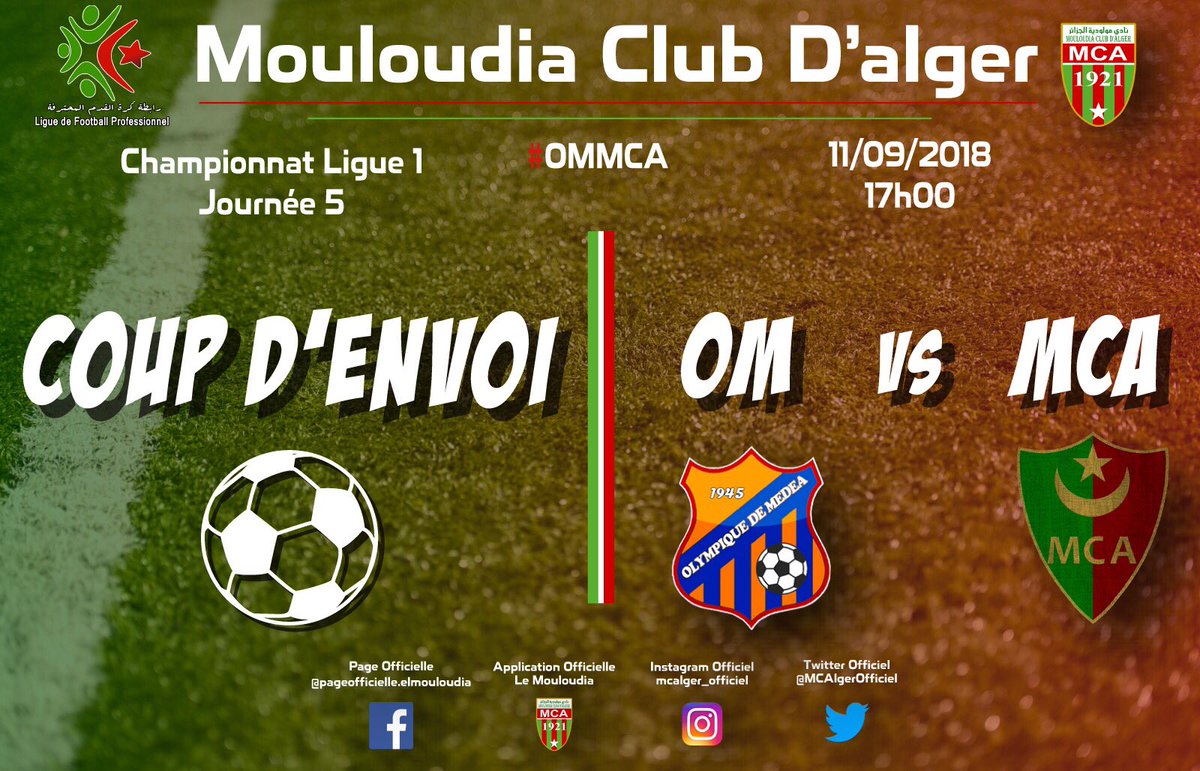#MATCH_DAY #OM_MCA #Ligue1DZ. 
#TEAM_MCA 💚❤️