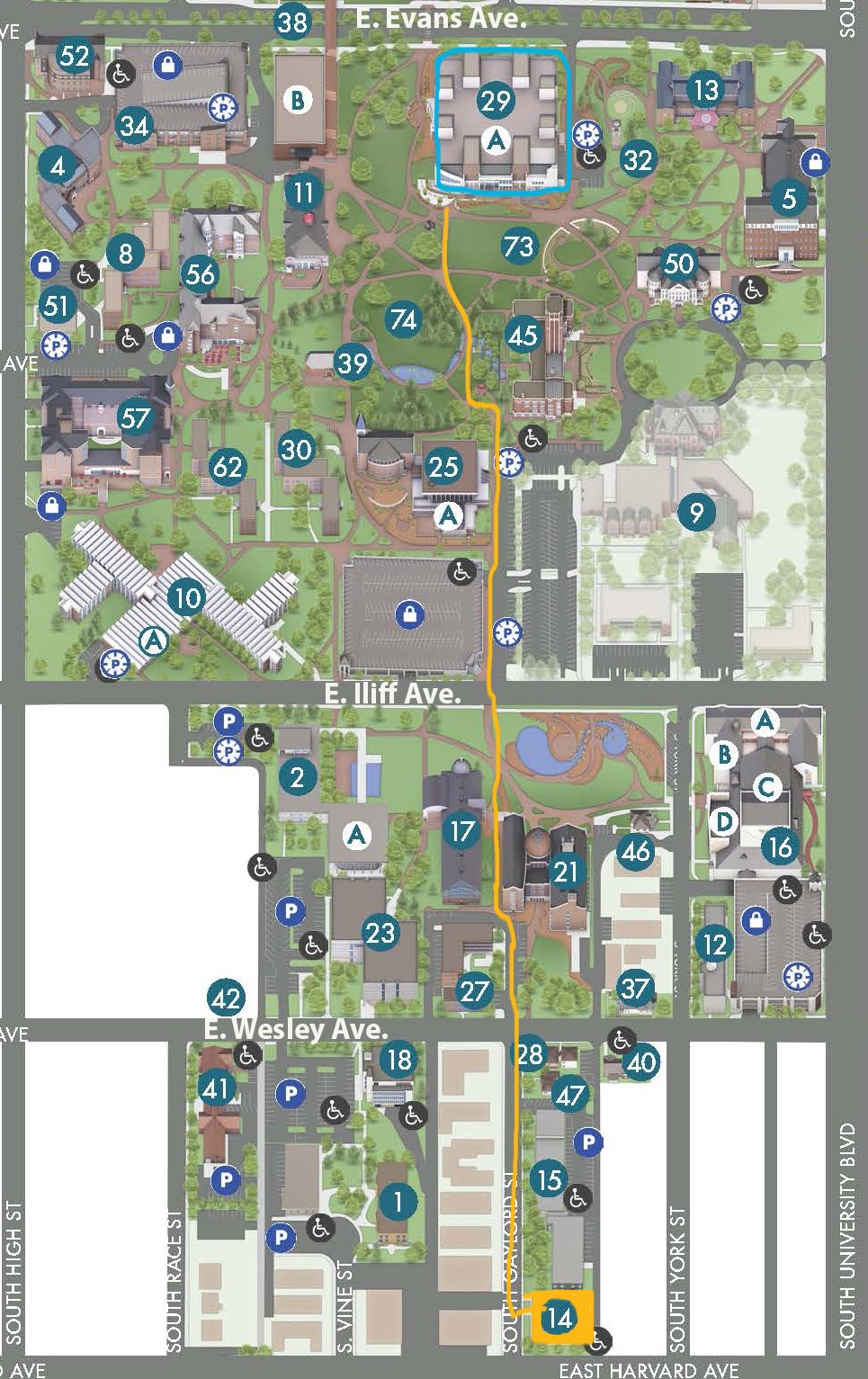 University Of Denver Map Du Mfjs Department On Twitter: "Lost Yet? Just Keep Going South. Follow The  Yellow Brick Map From Anderson Academic Commons - University Of Denver To  The Highlighted Square At The Veeery Bottom. #