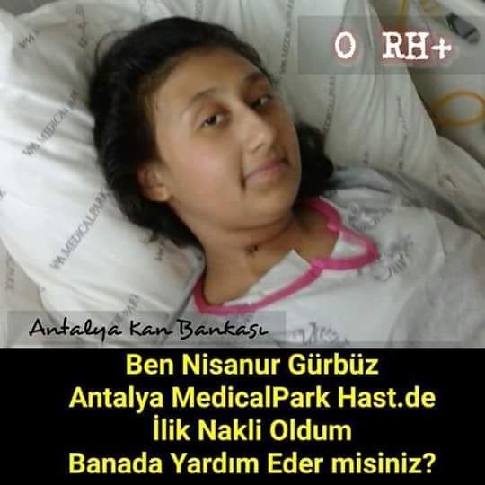 BayPozitif06's tweet photo. #ACİL ! DURUM DOSTLAR

#Medicalpark  Hastanesinde İlik Nakli Olan " NİSANUR GÜRBÜZ" Adlı Hastamıza Çok Acele 3 Ünite #0RH+ POZİTİF #Trombosit Gerekmektedir. Siz Duyarlı Dostlarımızın Dikkatine Ve Şimdiden Teşekkürler
İletişim : 0537 320 87 00
11/09/2018 
ANTALYA https://t.co/bKMz6TJVPR