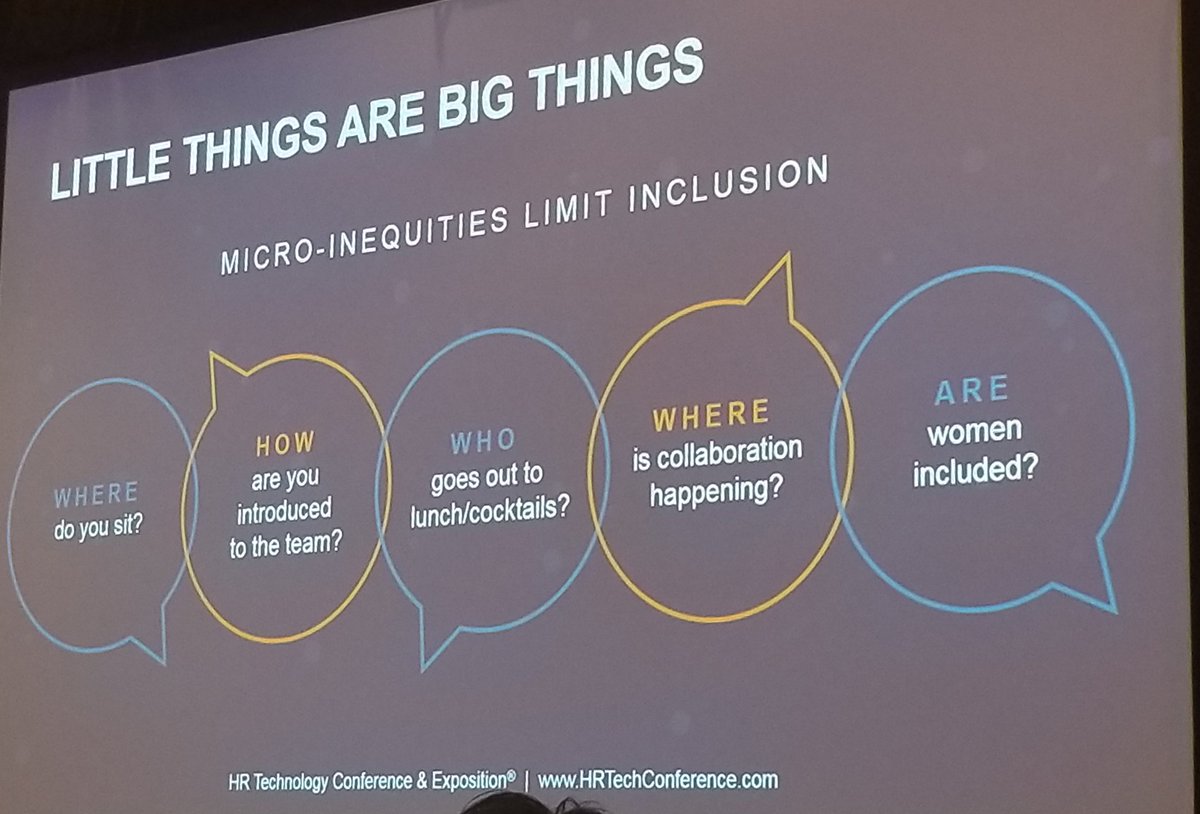ksat88's tweet photo. Is your company aware of and focusing on the 'little' things that affect diversity and inclusion? Listening to @RitaMitjans at #HRTechConf https://t.co/WdtZAtZoLG