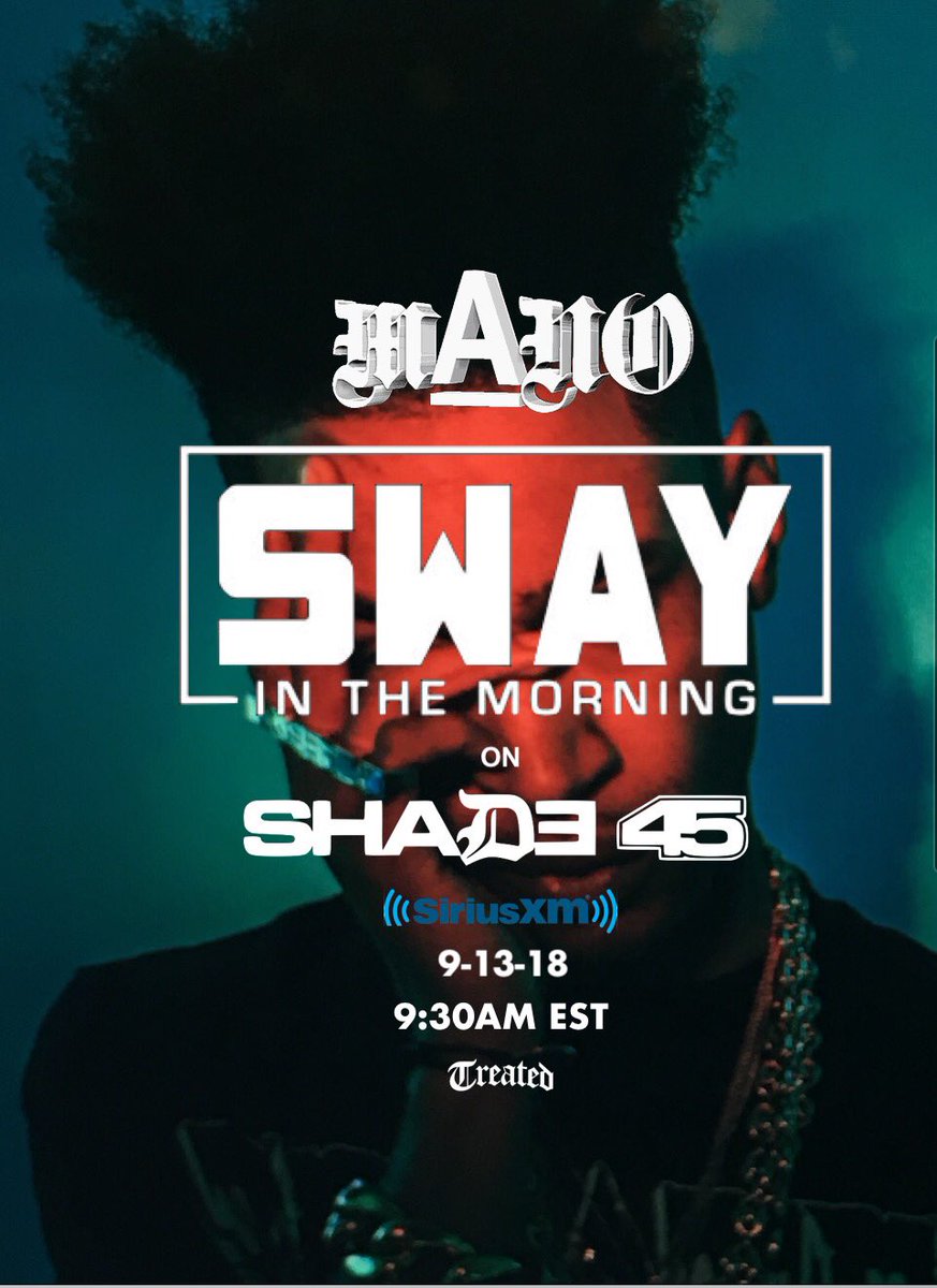 HXLTMUSIC's tweet photo. Tomorrow morning #Mano is playing a very rare set on @SwaysUniverse at 930am. Make sure you tune in because you might here some unreleased heat! 😈 just sayin. #treated #treatedcrew #newmusic #friendship https://t.co/8c1f8kuPgW