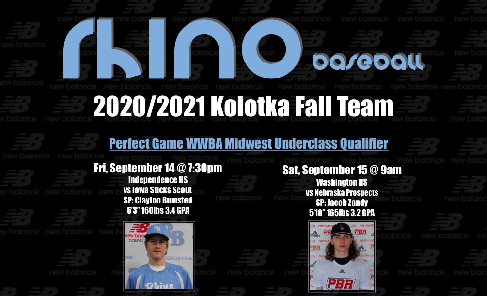 RhinoBaseball's tweet photo. Schedule and starters for the @PerfectGameUSA WWBA Midwest Underclass Qualifier in Iowa. https://t.co/M2lxhdkNsL