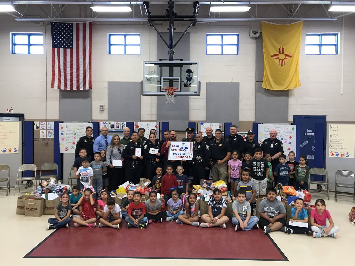 leapin_lani's tweet photo. Our families donated snacks for our local heroes and our kids honored them today in an assembly! We are Deming Public Schools! #celebrateDPSschools #mem_cats https://t.co/KViQ6VnyGk