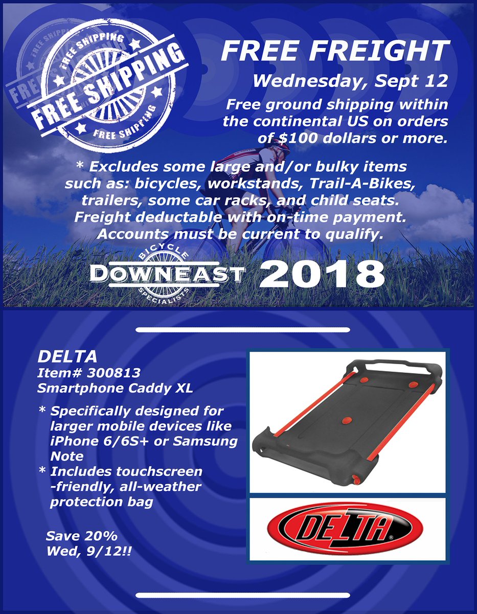 Free Freight Wed, 9/12 on orders +$100. Restrictions apply. On Sale, Item# 300813 Delta Smartphone Caddy XL Blk - Save 20%!!
