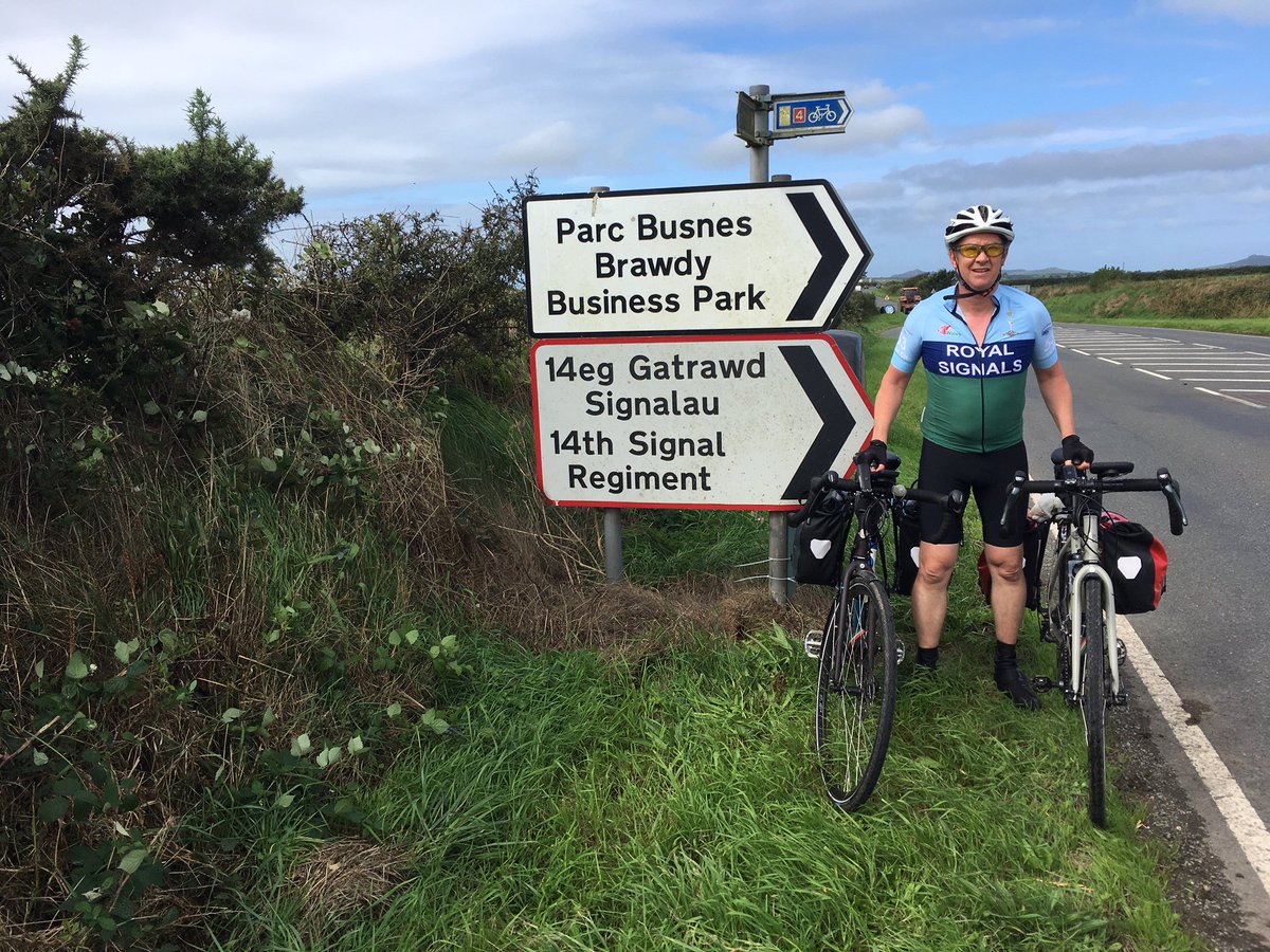Day 3 of 12: <a href="/CyberWales/">CyberWales</a> &amp; <a href="/GDPRalliance/">GDPR Alliance</a> member <a href="/christo_roberts/">Chris Roberts</a> showing off the new @pumdegtri cycling top on his way past the home of a Signals Regiment. Riding 700 miles in aid of <a href="/air_ambulance/">Wales Air Ambulance Charity</a>  justgiving.com/Chris-Rob-Arou… … … and <a href="/BloodBikesWales/">Blood Bikes Wales</a> justgiving.com/fundraising/Ch… …