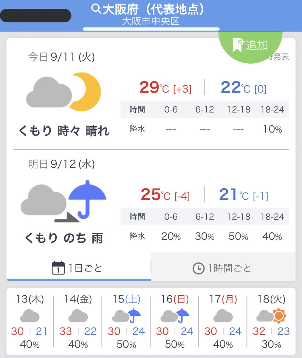 時間 大阪 天気 1