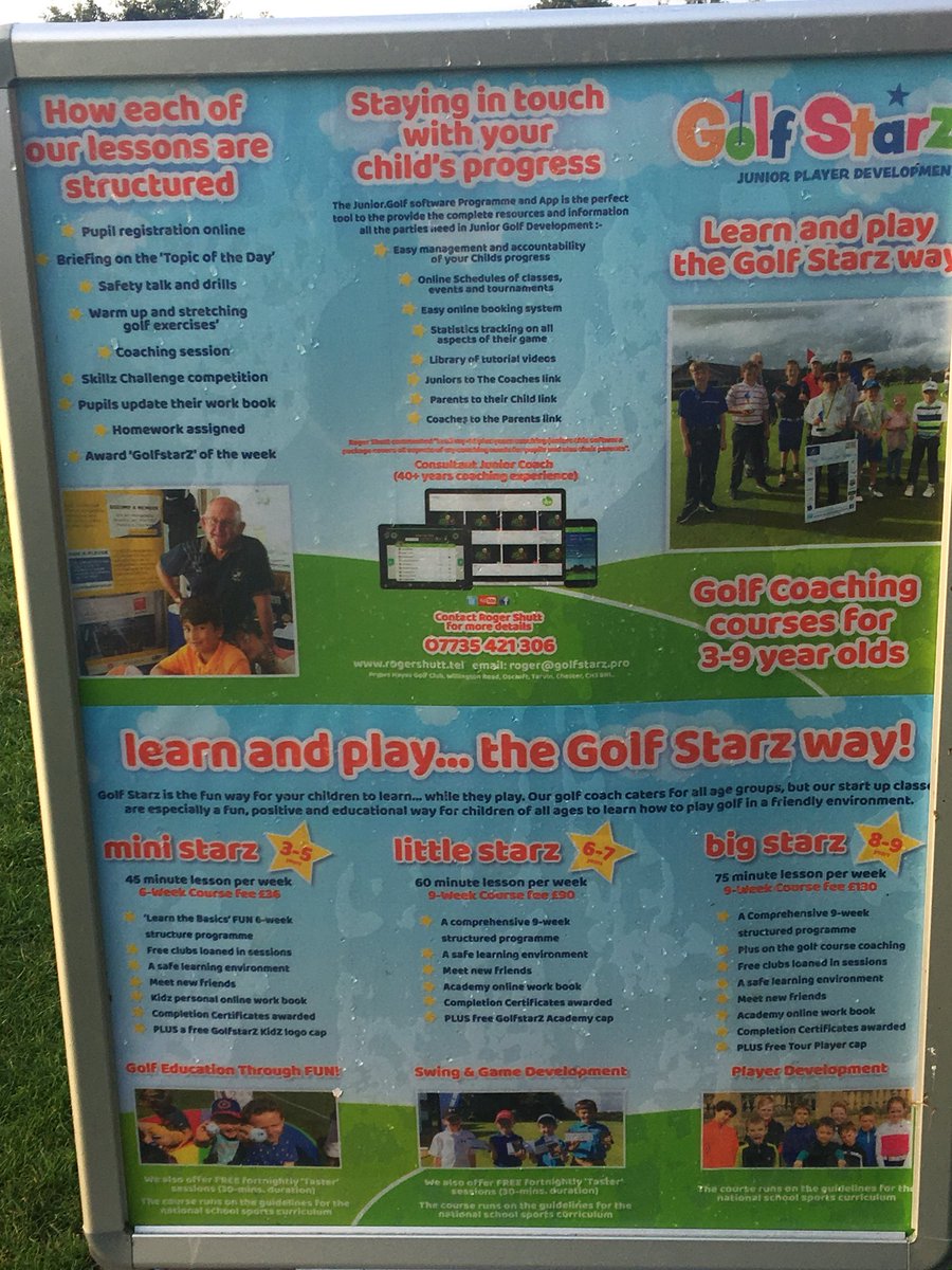 golfstars's tweet photo. The NEW Junior GolfstarZ Player Development courses are being launched over the weekend 22/23-Sept @pryorshayesgolf All ages from 3-9 years + courses for 10-17 years. For more info please contact Roger on 07735 421306 or email roger@golfstarz.pro https://t.co/gJSlerNvn7