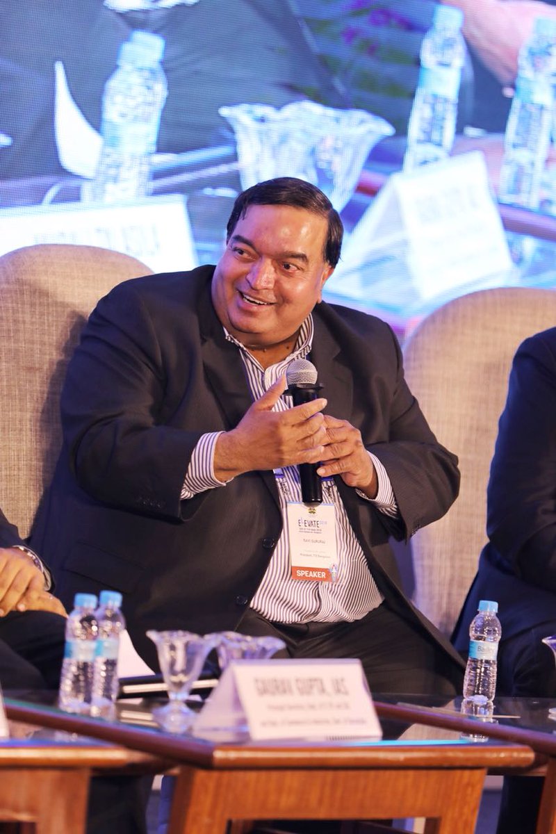 “Good ecosystems are like honey pots attracting the bees (founders) towards them” - <a href="/ravigururaj/">Ravi Gururaj</a> , President, <a href="/TiEBangalore/">TiE Bangalore</a> on the right time for starting any business. #Elevate2018 #Rise