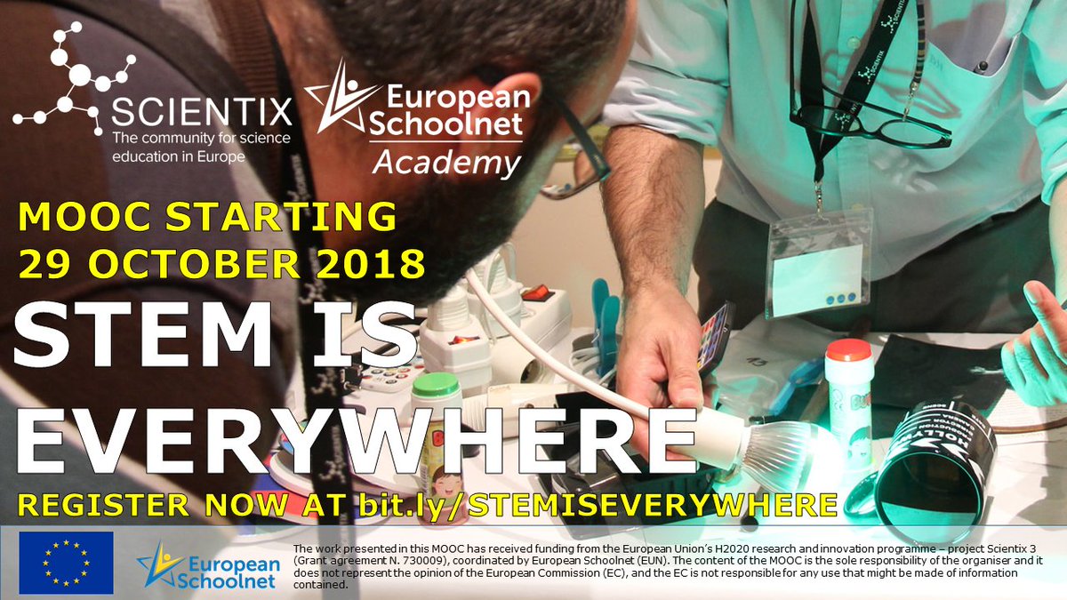 scientix_eu's tweet photo. #Teachers! Join the brand new #STEMIsEverywhereMOOC by #Scientix and help your students make the link between #STEM subjects and real-life! Register here https://t.co/RnsaVjiZrY https://t.co/TbpZJKrNjf