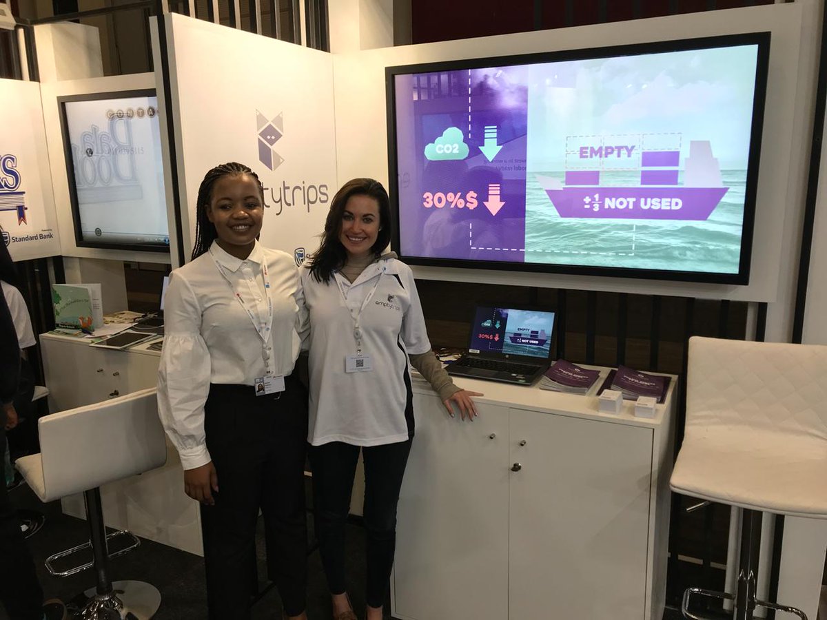 FNBSA's tweet image. SMMEs at #ITUWorld - @EmptyTrips is a world first
e-auction platform matching cargo loads to “empty spaces going places” which drives efficiency and reduces carbon emissions; on average 33% of all worldwide bulk cargo is empty #smartHelp #ITUinSA18