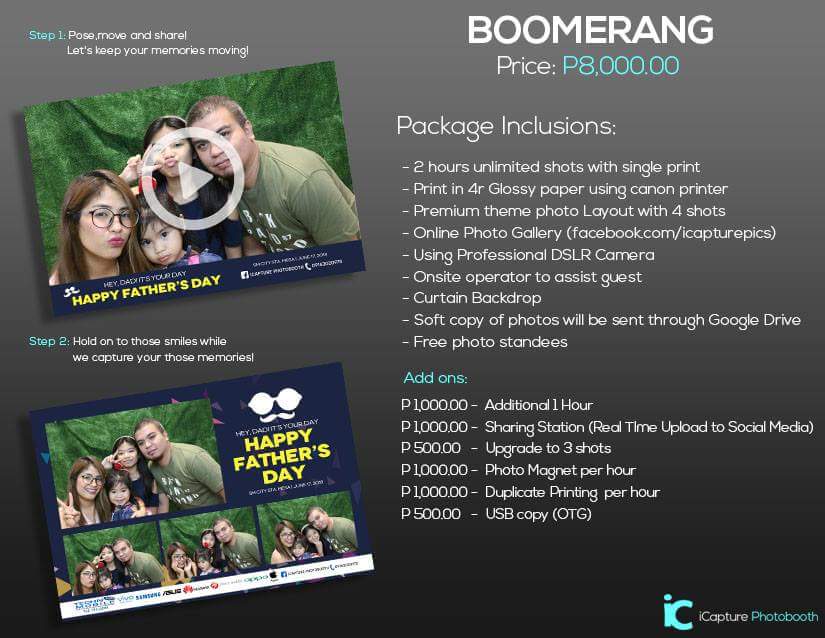 iCapturePhotob1's tweet image. Follow us on Instagram : @icapturephotobooth
Facebook: Fb.com/icapturephotob…
Email: icapturecoltd@gmail.com
Contact Number: 0916-302-0978 / 0995-871-2200
#iCapture #PhotoboothRental #PhotoSouvenir #Photobooth #CapturePerfectMoments #YourEvents #Events