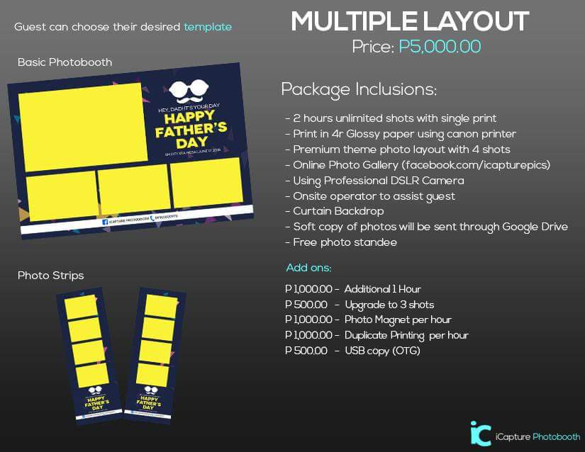 iCapturePhotob1's tweet image. Follow us on Instagram : @icapturephotobooth
Facebook: Fb.com/icapturephotob…
Email: icapturecoltd@gmail.com
Contact Number: 0916-302-0978 / 0995-871-2200
#iCapture #PhotoboothRental #PhotoSouvenir #Photobooth #CapturePerfectMoments #YourEvents #Events