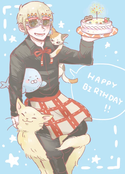 #裸のうちの子にフォロワーさんから言われたものを足してく 
「誕生日を全力で祝ってくれる動物大好きなウェイターさん」みたいな感じになりました!!🎉
ご協力ありがとうございました☺️ 
