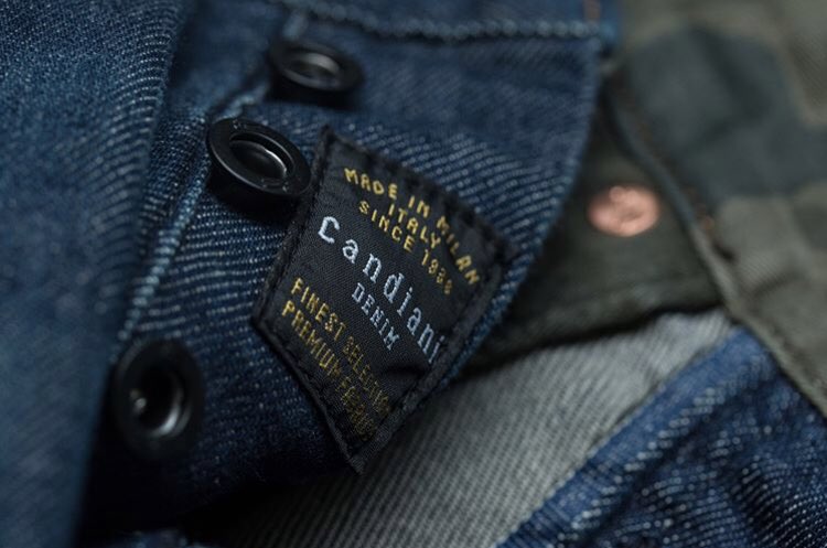 "Made in Milan, Italy, since 1938." All of our jeans made with @candianidenim fabric have this label stitched onto the fly. (P.S. The Razor in "Golden Rivet Camo Repair Selvedge" is available in stores and online).#denimdudes #thetruthisinthedetails #denham #denhamthejeanmaker