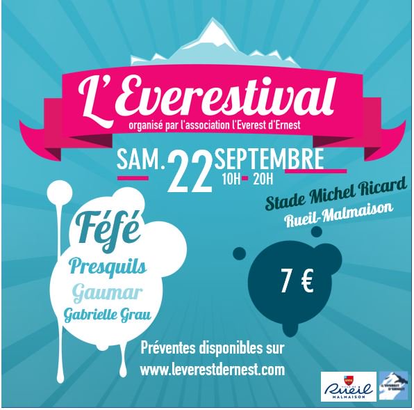 sabineaye's tweet photo. RDV le 22 septembre à Rueil-Malmaison pour l'#Everestival organisé par  l'@EverestdErnest  pour venir en soutien aux enfants handicapés et à leur famille.
7€ en prévente pour cette journée solidaire et festive. 
#handicap #solidarité #soutien #entraide
 https://t.co/EjNXGv1s9X https://t.co/rqpNSbVvv5