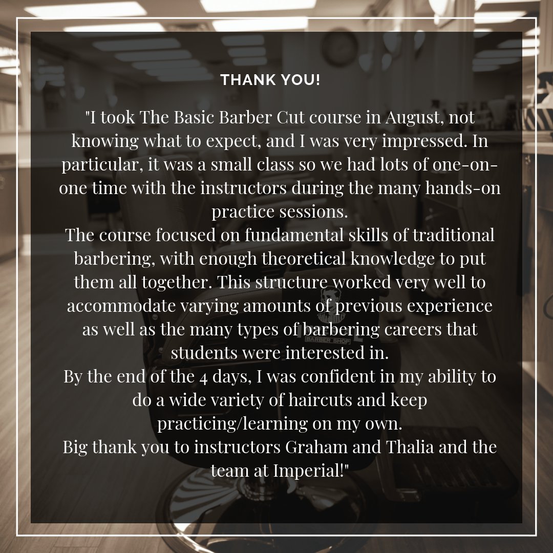 Thank you for the review of our Training Centre! #barbershop #Ottawa #barberstudent