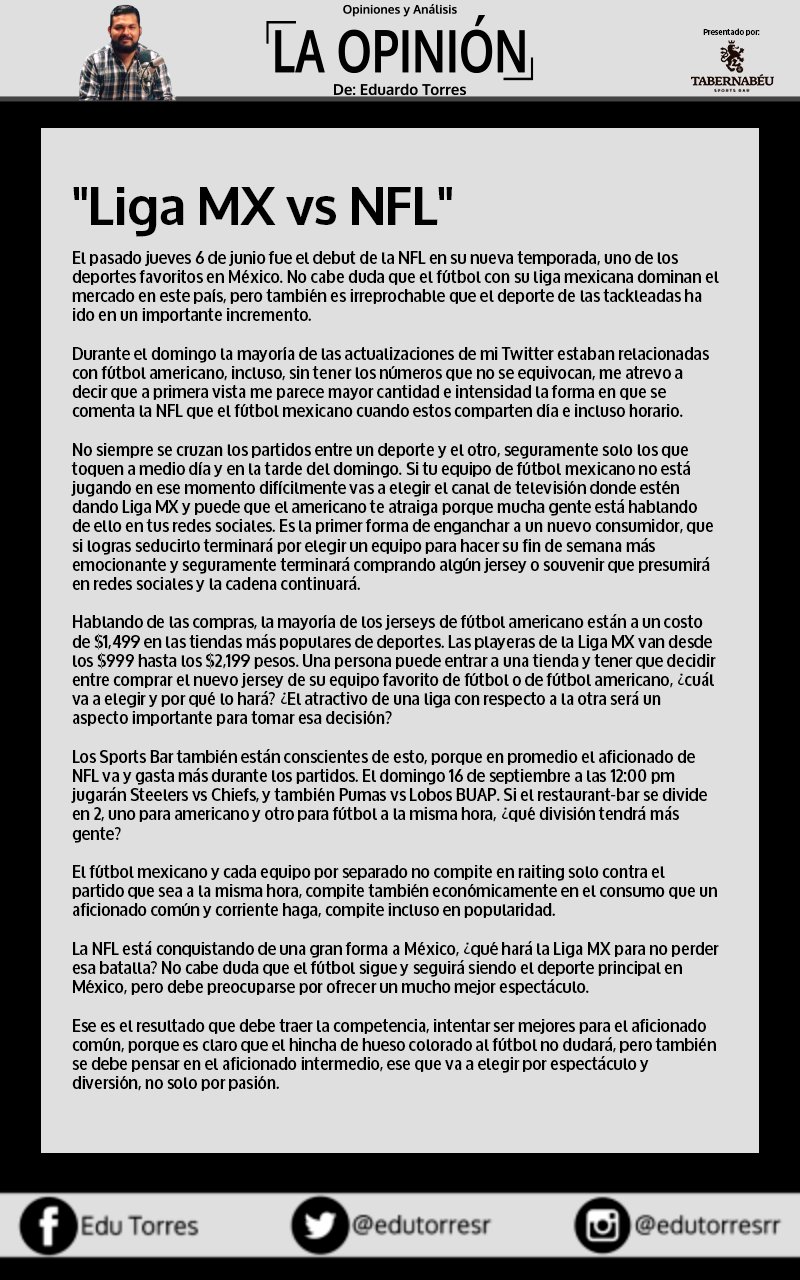 Edu Torres A Twitter El Futbol Americano Conquista A Los
