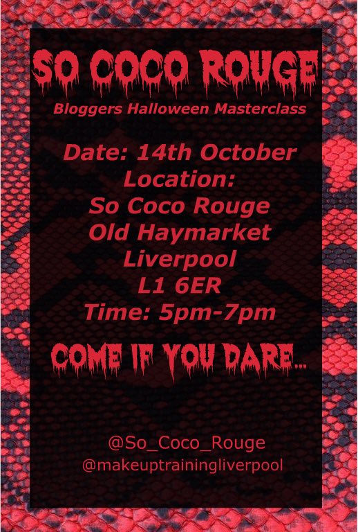 evejenkinsmua's tweet image. Calling all #liverpoolbloggers if you would like to attend a Halloween masterclass please message me ❤️ #livbloggers
