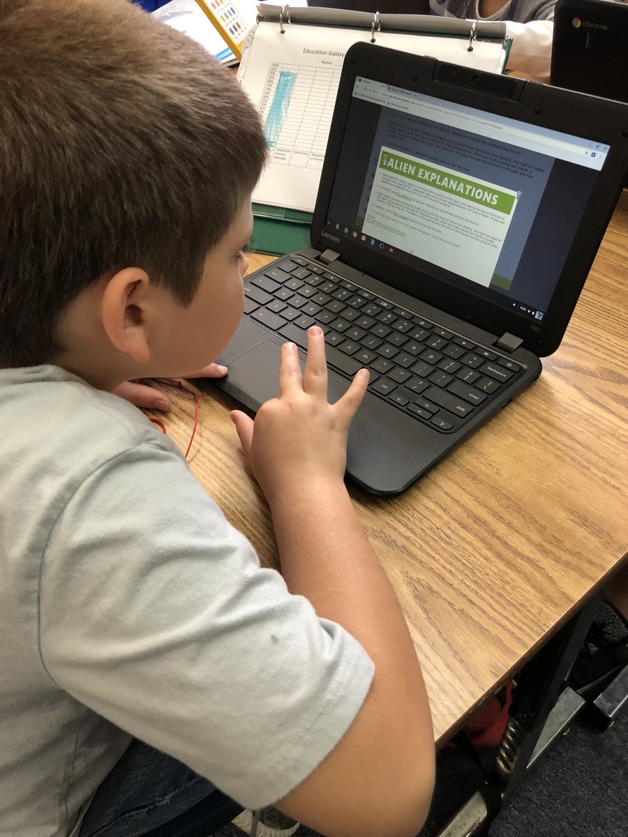 Students track their progress in their data binders for their study plan lessons on <a href="/EducationGalaxy/">Education Galaxy</a>. We love the alien explanation feature!