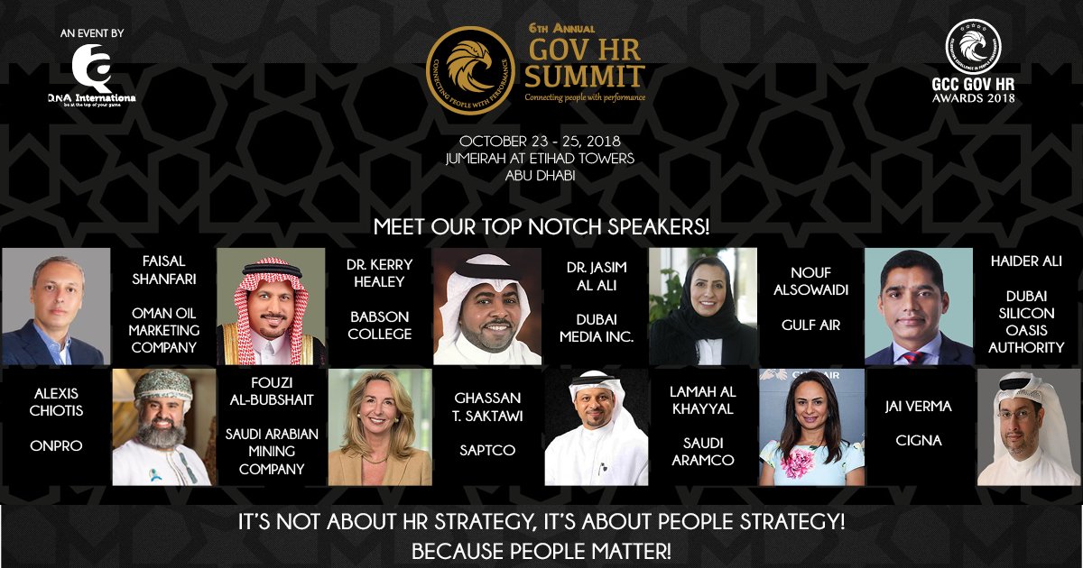 We're close to a month remaining for the 6th Annual #GovHRSummit! 
Here's a line up of the big names! Make sure to catch them next month in Abu Dhabi! #RegisterNow to be a part of the biggest government and public sector #HR event in the #GCC!
#PeopleStrategy #HRStrategy