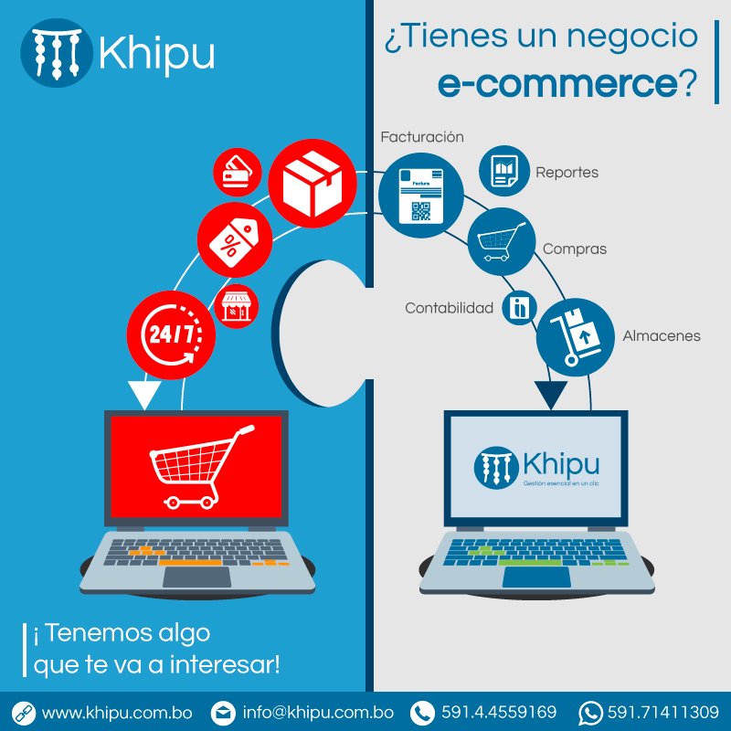 Khipu_Contable's tweet image. ¿Tienes una web ecommerce?

#Bolivia #bolivianos #Cochabamba #LaPaz #Potosi #Oruro #Sucre #Uyuni #elalto #santacruz #beni #pando #Tecnologia #api #apirest #ecommerce