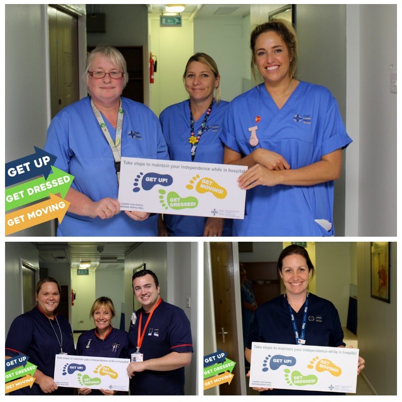 Our medicine clinical board staff have pledged to help patients #getupgetdressedgetmoving. Just 19 minutes of exercise a day while in hospital can help to shorten the length of your stay so make sure you bring day clothes and not just PJs if you're coming into hospital. #IamMCB