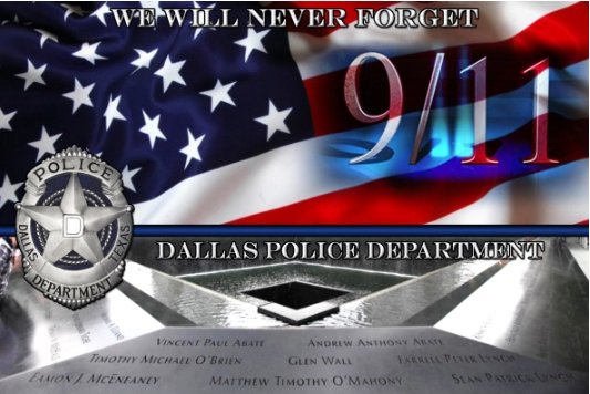 DallasPD's tweet photo. September 11, 2001 was one of the worst days for our nation. Throughout the tragedy of the attack and the aftermath that followed, the first responders exhibited the ultimate bravery and compassion.  

#PatriotDay #NeverForget #September11th https://t.co/aBXGqQBy2c