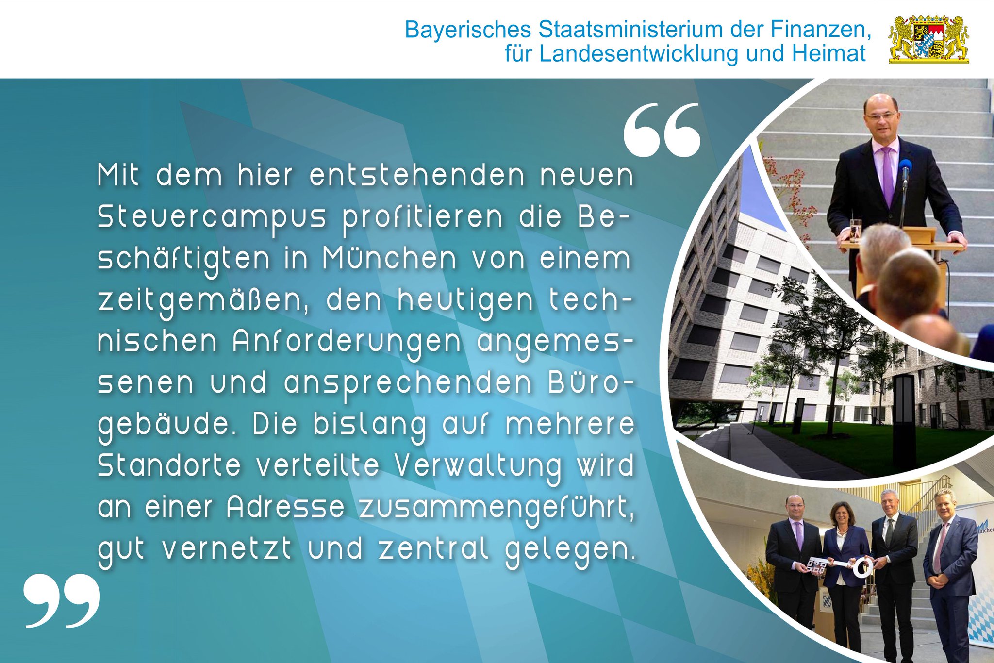 Finanz Und Heimatministerium Bayern Finanzminister Albert Furacker Weiht Ersten Bauabschnitt Des Steuercampus Am Finanzamt Munchen Ein Steuer Steuererklarung Steuerverwaltung T Co Cur40qukvy