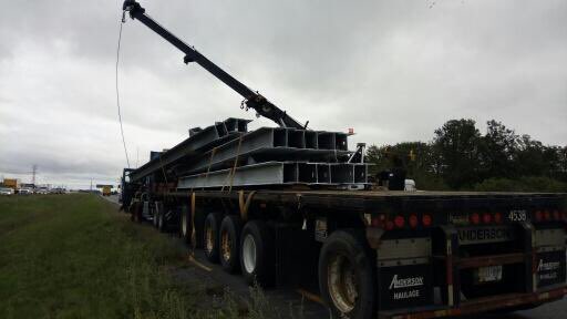 OPP_HSD's tweet image. #Hwy403 EB east of Waterdown Rd. 
2 left lanes blocked after a load of steel shifted from a trailer. 
Est. 2 hours for cleanup