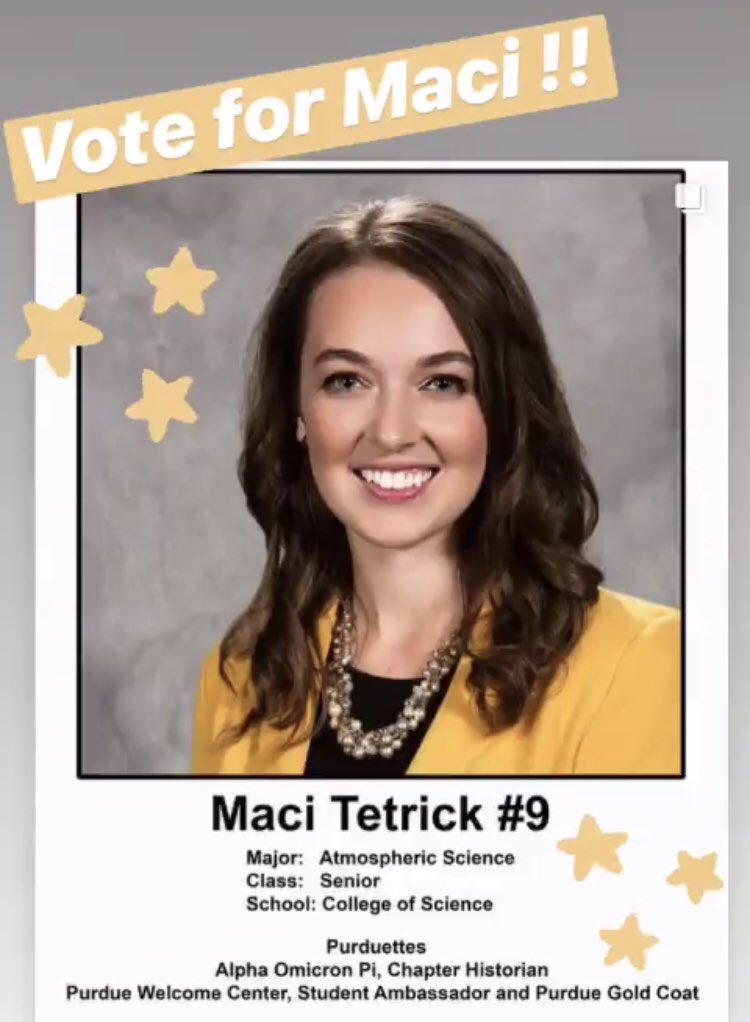 Be sure to vote for our wonderful sister, Maci Tetrick, for 2018 Homecoming Royalty! Use the link boilerlink.purdue.edu to vote today. Voting is live until Sept.19th! 🌟