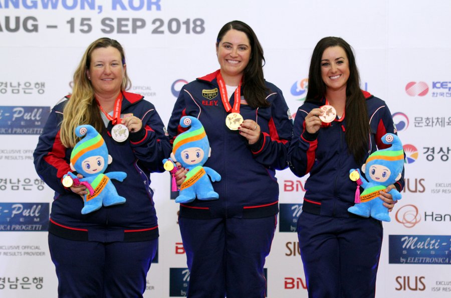 What a day! The US wins 6 medals today at the @ISSF_Shooting World Championship - including a sweep of the Women's Skeet podium! Congrats to the new Women's Skeet World Champion <a href="/CaitlinConnor90/">Caitlin Connor</a> ! Recap: usashooting.org/news/2018/9/11… #ISSSFWCH #USASWCH18