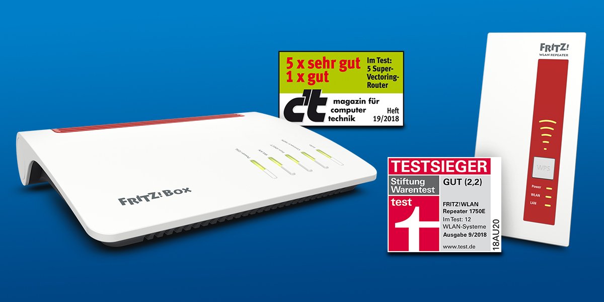 fritz_com_de's tweet image. Testsiege🏆 bei Stiftung Warentest und c&apos;t: Bester WLAN-Repeater, Bestes Powerline-Set, bester Router für Supervectoring. Unsere Produkte überzeugen die Tester auf ganzer Linie. 🎊

&amp;gt; Mehr dazu: avm.de/index.php?id=3…

#fritzbox #fritzpowerline #fritzrepeater #mesh
