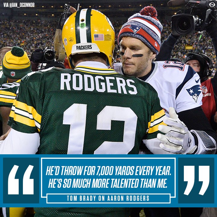 Stadium's tweet image. According to Tom Brady... 

If Aaron Rodgers had the Pats offensive scheme and knowledge on opposing defenses: