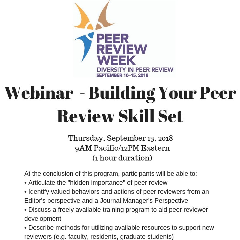IiPJournal's tweet photo. There's still time to get in on our Thurs Sept 13 #PeerRevWeek18 webinar with @CPTLJournal @IiPJournal @PharmEd_journal on PR skill sets - We start at 11 Central. Register here: https://t.co/m7RMg3OzXB https://t.co/PXeLfstwpI
