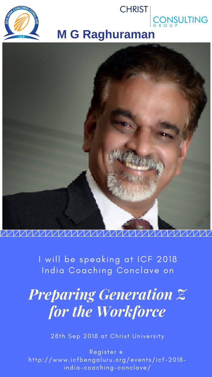 ICF2018India's tweet photo. 25 specially-designed sessions with 20 world-renowned speakers!
#ICF2018IndiaCoachingConclave

Session by M G Raghuraman on
Preparing Generation Z for the Workforce 

Register Now!
https://t.co/0EhiFsAvMR

@icf_mumbai @ICFChennai @ICFBengaluru @icfdelhincr @ICFHyderabad @GoyalGl https://t.co/tLWkEEDfYT