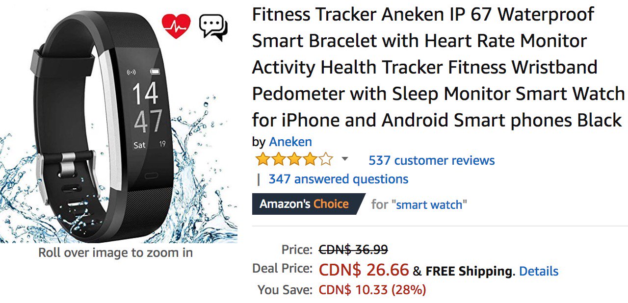 fitness tracker aneken ip 67 waterproof smart bracelet